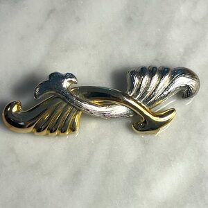 Vintage Monet Gold and Silver Tone Wing Brooch.